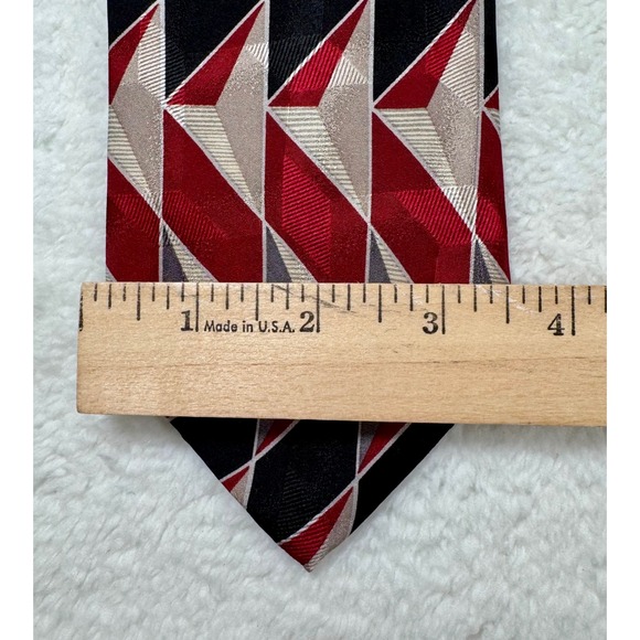 Colours by Alexander Julian Mens Silk Tie Red Black Geometric Diamond Pattern - Picture 5 of 11